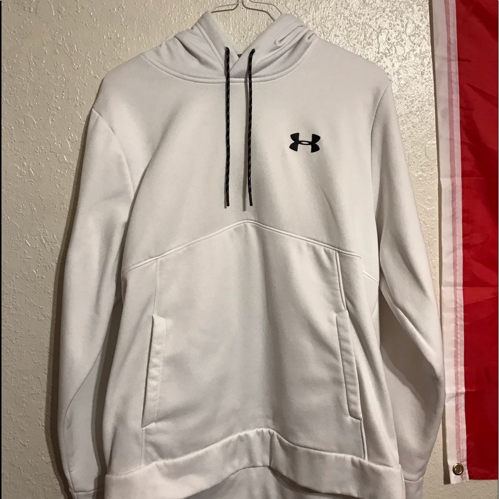 white “under armour” hoodie